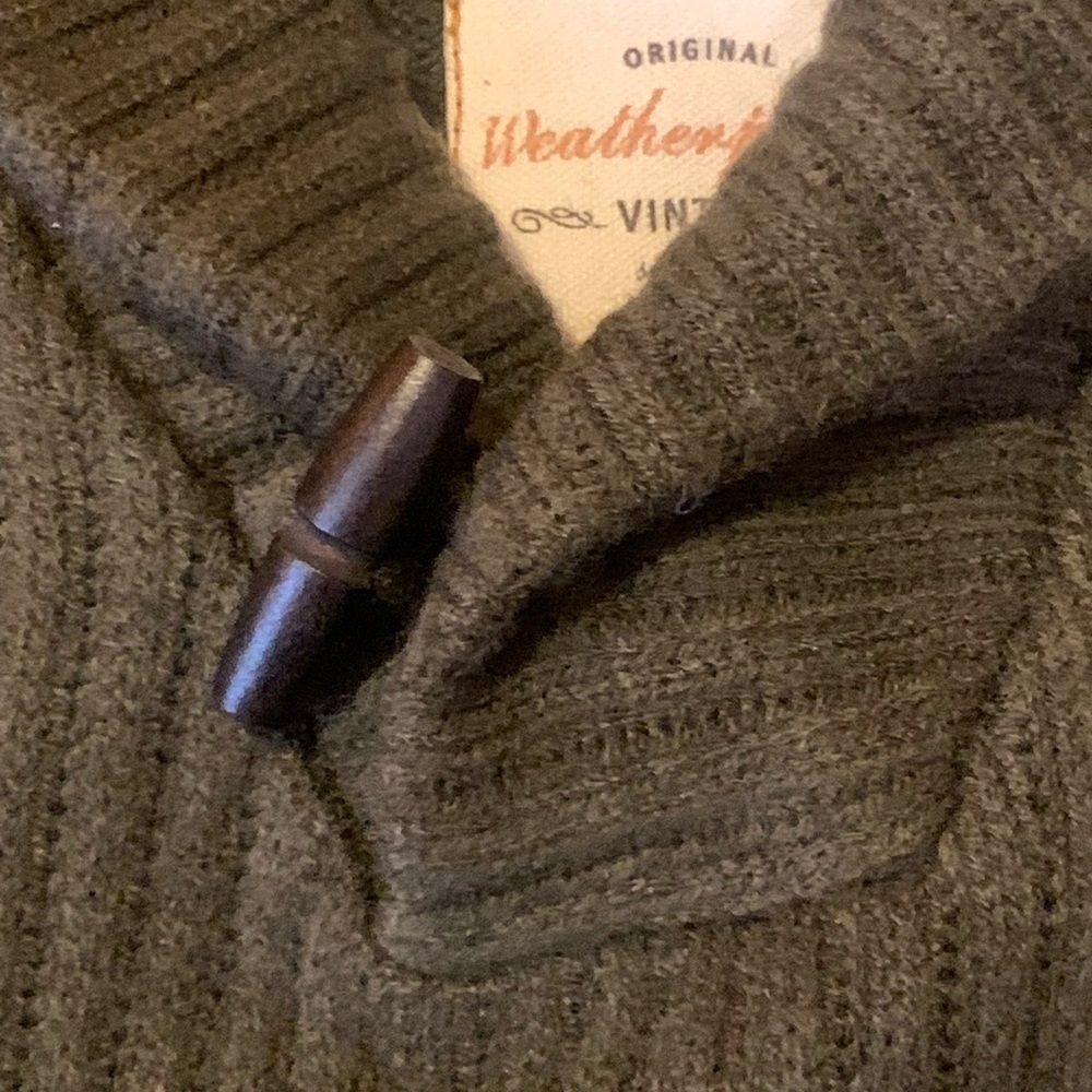 Weatherproof Men's Sweater Small Forest Green Toggle Front Collar Vintage - Picture 5 of 9